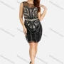 Wholesale Women's Sexy Sleeveless Round Neck Transparent Mesh Sequins Short Cocktail Tank Dress preview