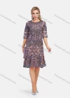 Wholesale Women's Elegant Beauty Lace Sequin Half Sleeve Mesh Embroidery Knee Length Dress - Liuhuamall