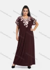 Wholesale Women's African Short Sleeve Floral Embroidery Round Neck Maxi Kaftan Dress #300 - Liuhuamall