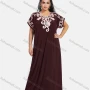 Wholesale Women's African Short Sleeve Floral Embroidery Round Neck Maxi Kaftan Dress #300 preview