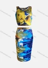 Wholesale Women's Casual Crew Neck Twist Allover Print Tank Top & Skirt Set - Liuhuamall