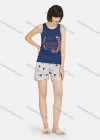 Wholesale Women's Letter Heart Print Round Neck Tank Tops & Shorts 2 Piece Lounge Pajamas Set A18# - Liuhuamall