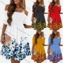 Wholesale Women's Casual Off Shoulder Puff Sleeve Floral Print Short Dress preview