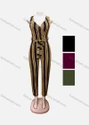 Wholesale Women's Casual Sleeveless Lace Up Striped Cami Jumpsuit - Liuhuamall