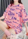 Wholesale Women's Casual Oversized Round Neck Allover Print Drop Shoulder T-shirt 101-2# - Liuhuamall