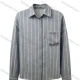 Wholesale Women's Casual Blue Vertical Stripe Long Sleeve Turn - Down Collar Shirt - Chest Pocket Gray Blue Clothing Wholesale Market Liuhua