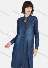 Wholesale Women's Casual Shirt Collar Double Flap Pocket Wash Shirt Dress - Liuhuamall