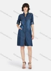 Wholesale Women's Casual Shirt Collar Double Flap Pocket Wash Shirt Dress - Liuhuamall