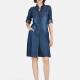 Women's Casual Shirt Collar Double Flap Pocket Wash Shirt Dress Blue Clothing Wholesale Market -LIUHUA