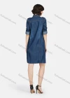Wholesale Women's Casual Shirt Collar Double Flap Pocket Wash Shirt Dress - Liuhuamall