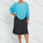 Wholesale Women's Plus Size Chiffon Round Neck 3/4 Sleeve Curved Hem Rhinestone Top With 2 Piece Set preview
