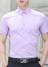 Wholesale Men's Business Button Closure Patch Pocket Plain Formal Shirt - Liuhuamall