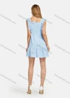Wholesale Women's Casual Plain Ruched Square Neck Zipper Back Ruffle Trim Short Cami Dress - Liuhuamall