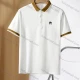 Wholesale Men's Casual Plain Embroidery Contrast Short Sleeve Polo Shirt E95096# White Clothing Wholesale Market Liuhua