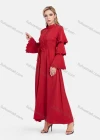 Wholesale Women's Elegant Layered Sleeve Floral Embroidery Mandarin Collar Maxi Dress With Belt - Liuhuamall