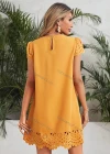 Wholesale Women's Casual Plain Crew Neck Short Sleeve Eyelet Scallop Edge Ruffle Hem Short Dress - Liuhuamall