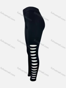 Wholesale Women's Casual Hollow Out Long Plain Leggings, LIUHUA CLOTHING WHOLESALE