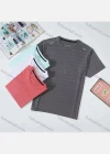 Wholesale Men's Casual Plain Striped Round Neck Short Sleeve Tee - Liuhuamall