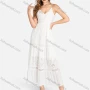 Wholesale Women's Casual Spaghetti Strap Eyelet Embroidered Tie Back Maxi Dress C4248# preview