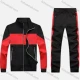Wholesale Men's Athletic Workout Splicing Colorblock Stand Neck Zip Jacket & Elastic Waist Ankle Length Joggers 2 Piece Set 9971# Black+Red Clothing Wholesale Market Liuhua