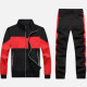 Men's Athletic Workout Splicing Colorblock Stand Neck Zip Jacket & Elastic Waist Ankle Length Joggers 2 Piece Set 9971# Black+Red Clothing Wholesale Market -LIUHUA