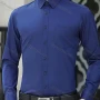 Wholesale Men's Business Long Sleeve Button Closure Patch Pocket Plain Formal Shirt preview