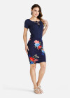 Wholesale Women's Casual Round Neck Short Sleeve Tie Front Top & Floral Print Skirt Sets - Liuhuamall