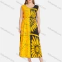 Wholesale Women's Casual Scoop Neck Colorblock Floral Lace Up Midi Tank Dress BQ-795-YD# preview