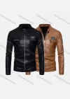 Wholesale Men's Fashion Moto Stand Collar Zipper Pockets Zipper Leather Biker Jacket - Liuhuamall