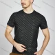 Wholesale Men's Checkerboard Round Neck Short Sleeve Casual Slim Fit T-Shirt LY004# Black Clothing Wholesale Market Liuhua