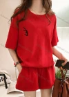 Wholesale Women's Casual Plain Short Sleeve Tops & Shorts 2 Piece Set - Liuhuamall