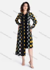 Wholesale Women's Casual Polka Dot Button Down Lace Trim Tie Back Asymmetrical Hem Midi Dress - Liuhuamall