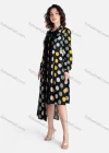 Wholesale Women's Casual Polka Dot Button Down Lace Trim Tie Back Asymmetrical Hem Midi Dress - Liuhuamall