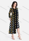 Wholesale Women's Casual Polka Dot Button Down Lace Trim Tie Back Asymmetrical Hem Midi Dress - Liuhuamall