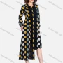 Wholesale Women's Casual Polka Dot Button Down Lace Trim Tie Back Asymmetrical Hem Midi Dress preview