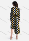 Wholesale Women's Casual Polka Dot Button Down Lace Trim Tie Back Asymmetrical Hem Midi Dress - Liuhuamall