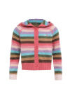 Wholesale Girls Long Sleeve Hooded Sweater Button Front Cardigan Colorful Striped Knitted Jacket - Liuhuamall