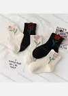 Wholesale Girls Softy Floral Print Cushioned Ankle Socks - Liuhuamall