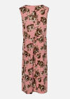Wholesale Women's Sleeveless Round Neck Button Front Floral Print Pleated Midi Dress - Liuhuamall