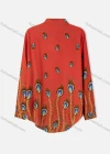 Wholesale Women's Plus Size Fashion Long Sleeve Button Down Peacock Feather Shirt - Liuhuamall