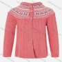 Wholesale Girls Long Sleeve Mock Neck Snowflake Quarter Button Sweater Cardigan preview