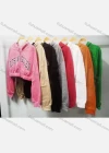 Wholesale Women's Casual Hooded Zipper Colorblock Letter Crop Hoodies - Liuhuamall