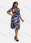 Wholesale Women's Casual Wrap V Neck Half Sleeve Leather Belt Allover Print Dress - Liuhuamall