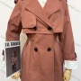 Wholesale Women's Casual Lapel Long Sleeve Double Breasted Pockets Tiered Plain Trench Coat preview