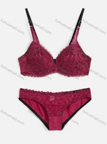 Wholesale Women's Sexy Lace Padded Plunge Push Up Bra & Briefs 2 Piece Underwear Set A3169#, LIUHUA CLOTHING WHOLESALE