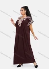 Wholesale Women's African Short Sleeve Floral Embroidery Round Neck Maxi Kaftan Dress #300 - Liuhuamall