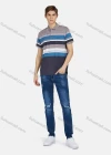 Wholesale Men's Casual Short Sleeve Button Front Striped Colorblock Polo Shirt - Liuhuamall