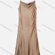 Wholesale Women's Summer Elegant Plain Satin Split Hem Maxi Cami Dress Brown Guangzhou Clothing Wholesale Market & Suppliers -LIUHUAMALL