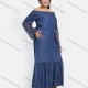 Wholesale Women's Casual Off Shoulder Ruffle Hem Denim Maxi Dress Blue Clothing Wholesale Market Liuhua