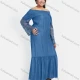 Wholesale Women's Casual Off Shoulder Ruffle Hem Denim Maxi Dress Medium Blue Clothing Wholesale Market Liuhua